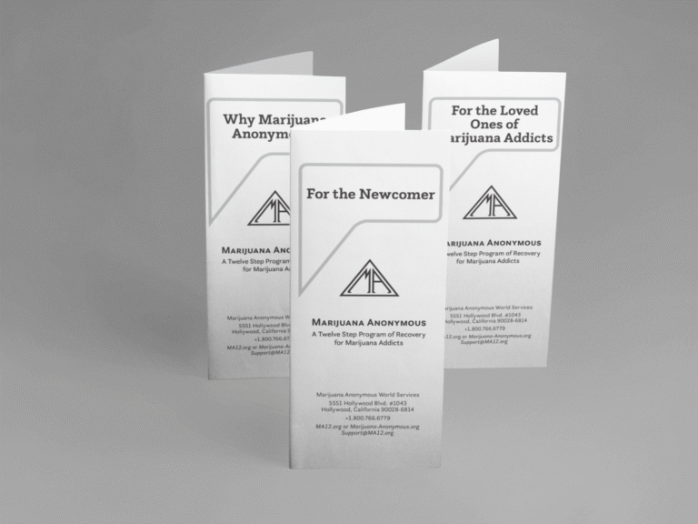 three brochures standing on a surface