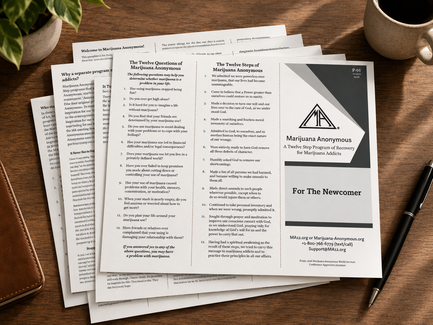 flat pamphlets on a desk
