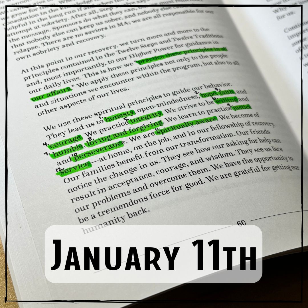 January 11th - Life with Hope open with all of the 12 Step Principles highlighted