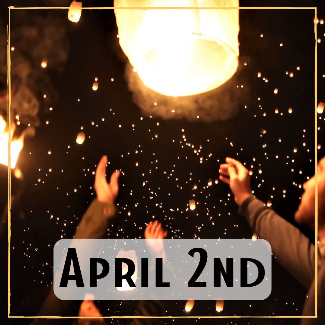 April 2nd - people releasing paper wish lanterns at night