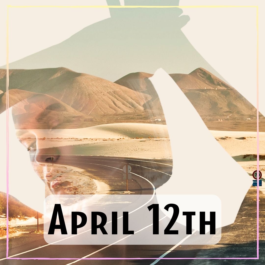 April 12th - the cut out shape of a person but there is an image of a road