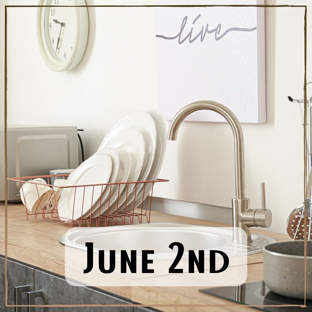 June 2nd - a rack of clean dishes