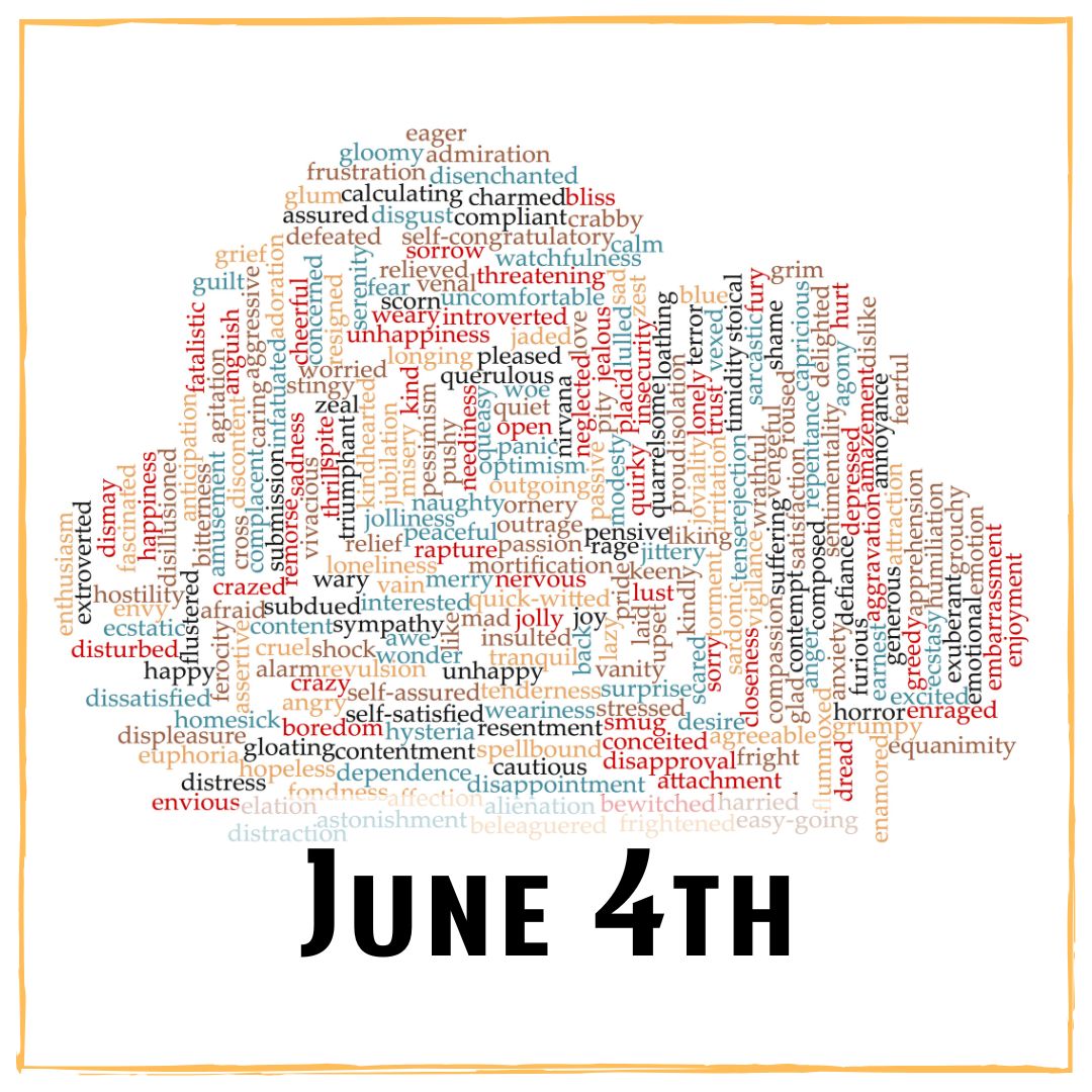 June 4th - a cloud shaped out of many feeling words