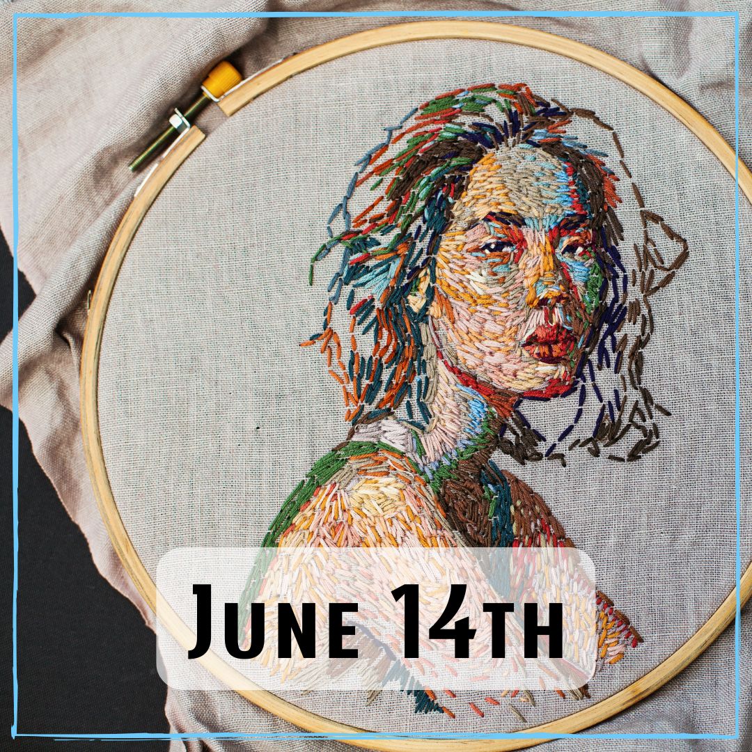 June 14th - an embroidered cross stitch of a person