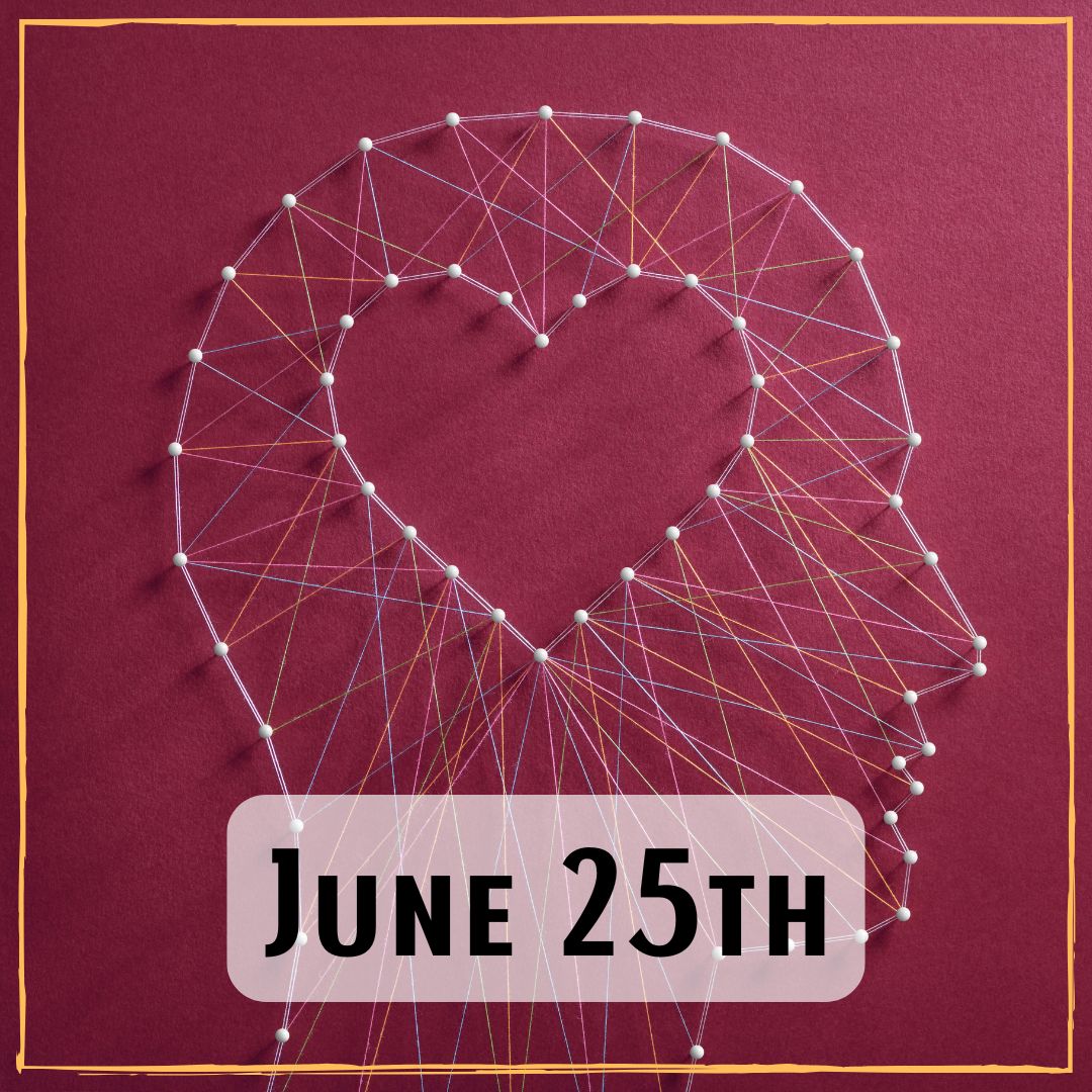 June 25th - a nail and string artwork in the shape of a head with a heart shape in the center