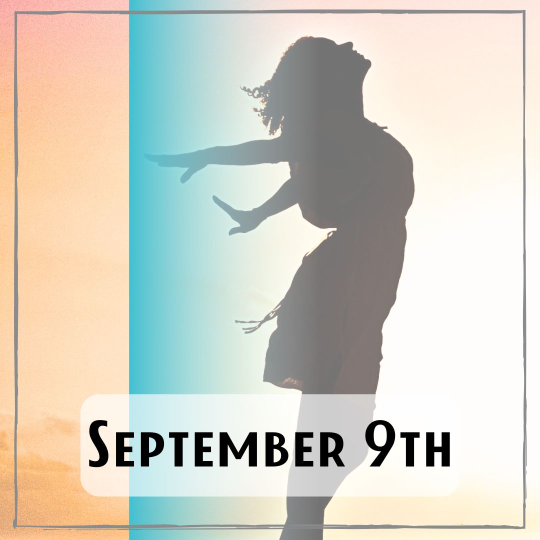 September 9th - the shadow outline of a person with their arms stretched out behind them