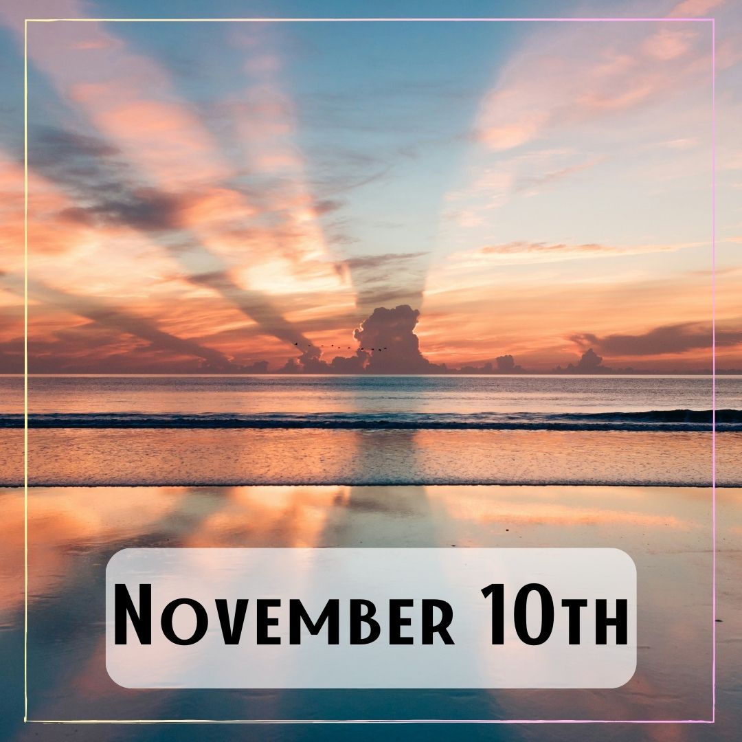 November 10th - low tide at the beach with a beautiful reflective sunrise through low clouds