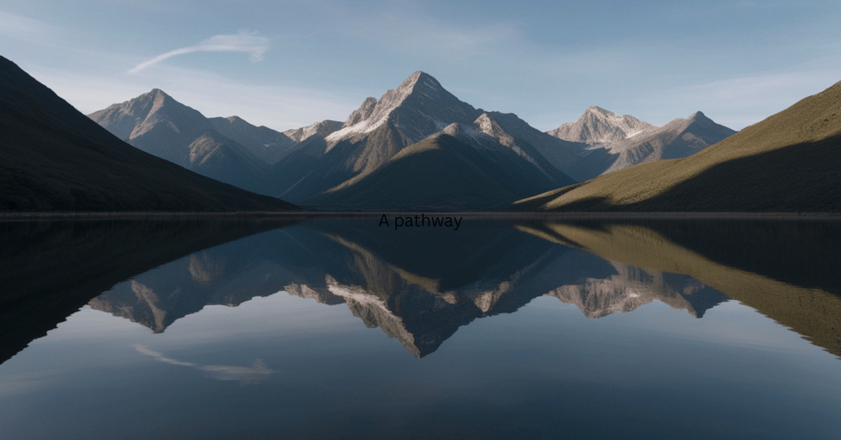 A reflection of mountains on the ocean