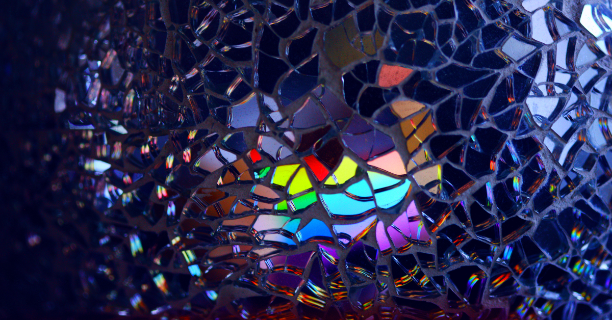 A mosaic of broken glass